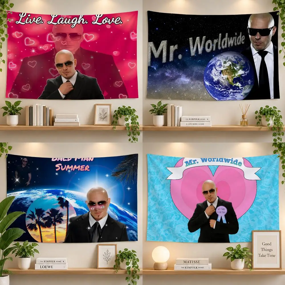 Rapper Pitbull Mr. Worldwide Music Fans Flags Personalized Banner Flag Room Dorm Camping Picnic Garage Bar Outdoor Wall Decor