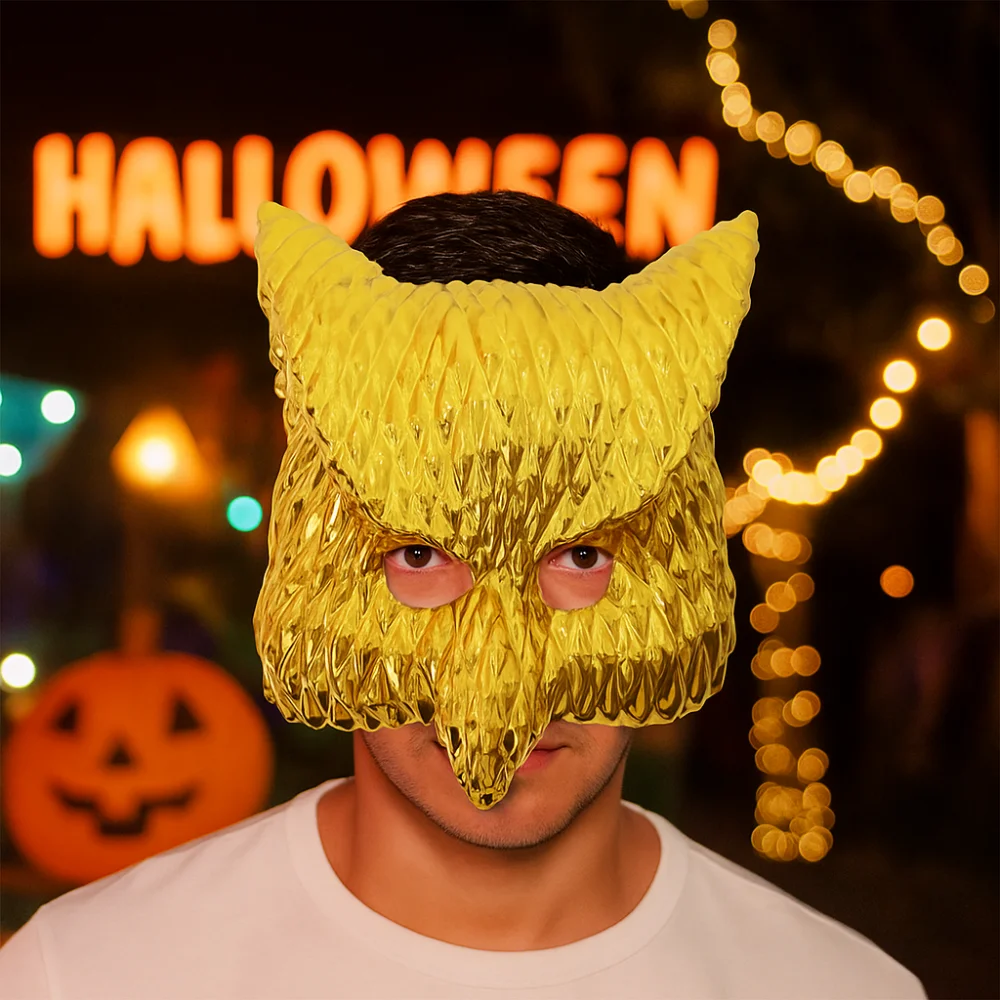 

Креативные золотые маски на Хэллоуин, эластичная веревка, пластиковая маска животного, карнавальный костюм, мультяшная полнолицевая маска, фестиваль