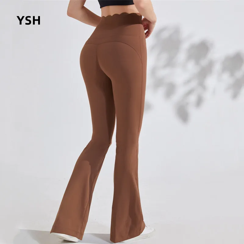 

YUSHUHUA Wavy Waist Lift Hip Yoga Pants Fashion Fitness Casual Loose Dance Sports Wide-leg Trousers Quick Dry Outdoor Running Pa