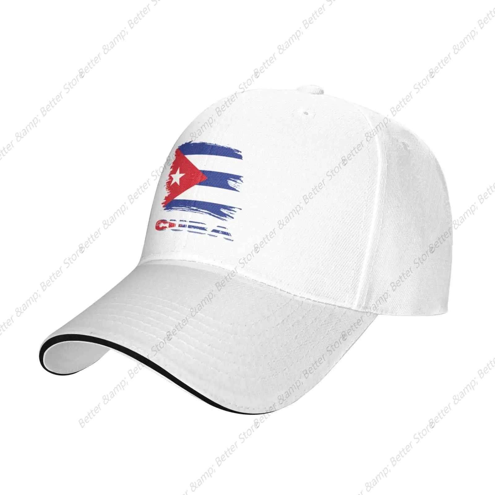 Vintage Cuba Cuban Flag Sandwich Printed Baseball Cap Dad Truck Flat Bill Snapback Brim Sports Hip Hop Hat for Men Women