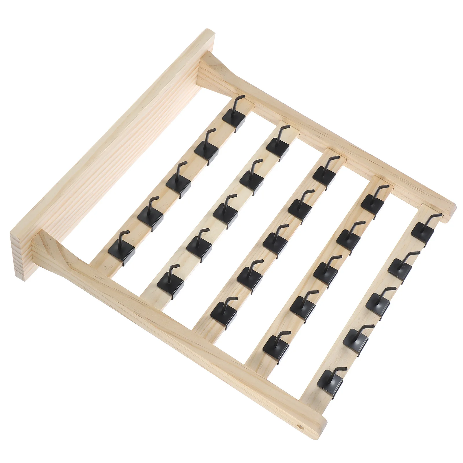 Wooden Jewelry Display Stand Detachable Hooks Adjustable Earring Necklace Bracelet Organizer Rack Display Stands for Craft Fairs