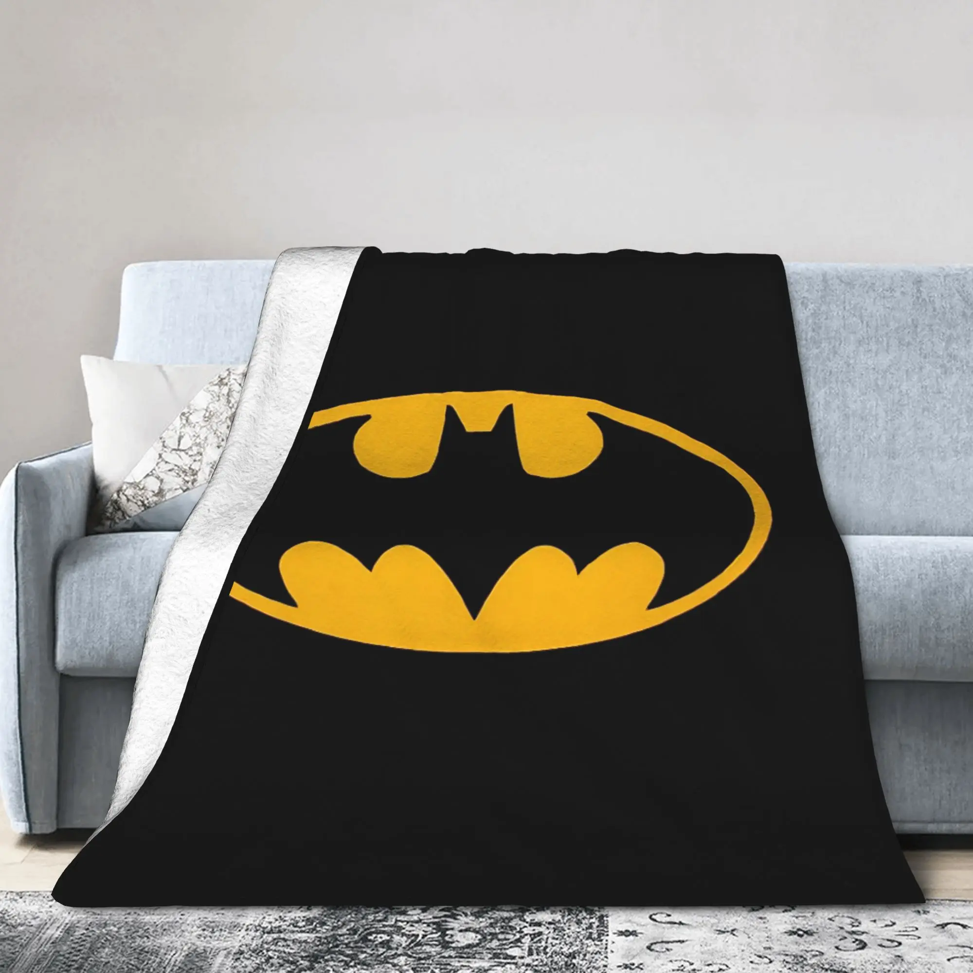 Batmans Logo Anime  Coral Fleece Plush Throw Blanket Blankets for Sofa Travel Lightweight Thin Bedroom Quilt, view 2