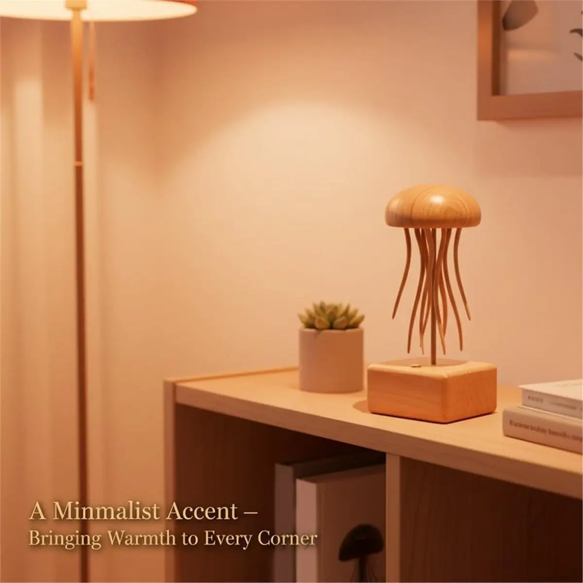 Handcrafted Wooden Jellyfish Automaton, Machinery Jellyfish with Moving Tentacles, Jelly Fish Home Desktop Ornament