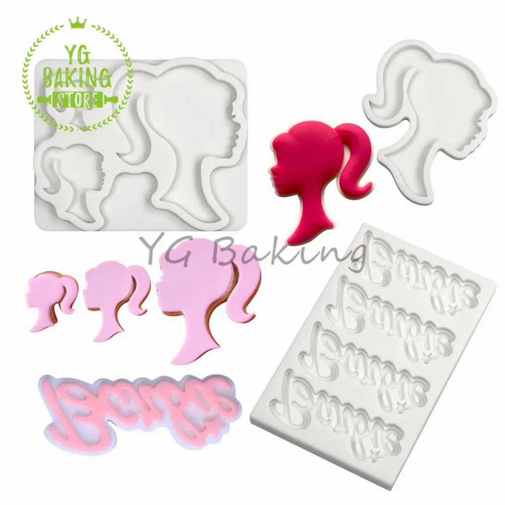 3D Pretty Girl Pattern Silicone Mold Chocolate Fondant Mould DIY Clay Resin Plaster Model Cake Decorating Tools Kitchen Bakeware