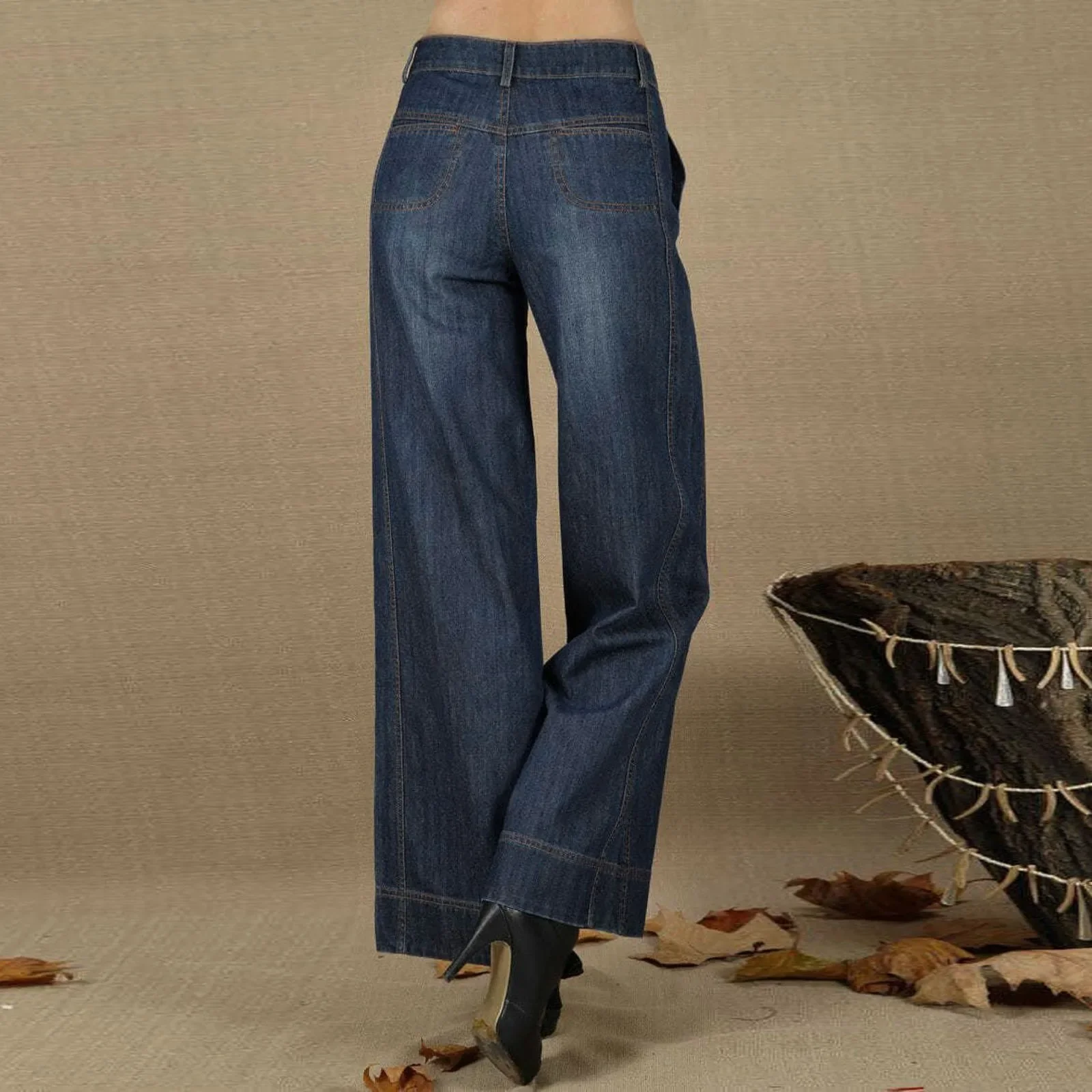 

Y2k Vintage Pantalones Women'S Shaping Straight Leg Stretch Pants Seam Front Wide Leg Jeans Korean Streetwear Retro Trousers