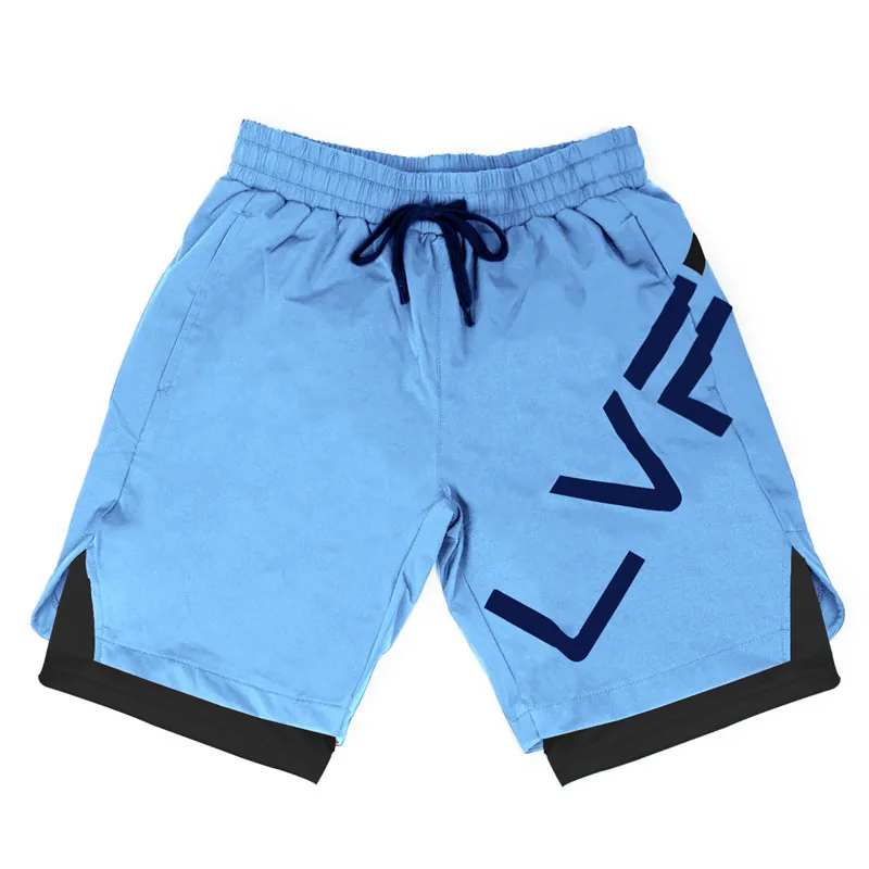 Pantalones cortos deportivos 2 en 1 para hombre, pantalón informal de cintura media para Fitness, correr, entrenamiento al aire libre, moda de verano