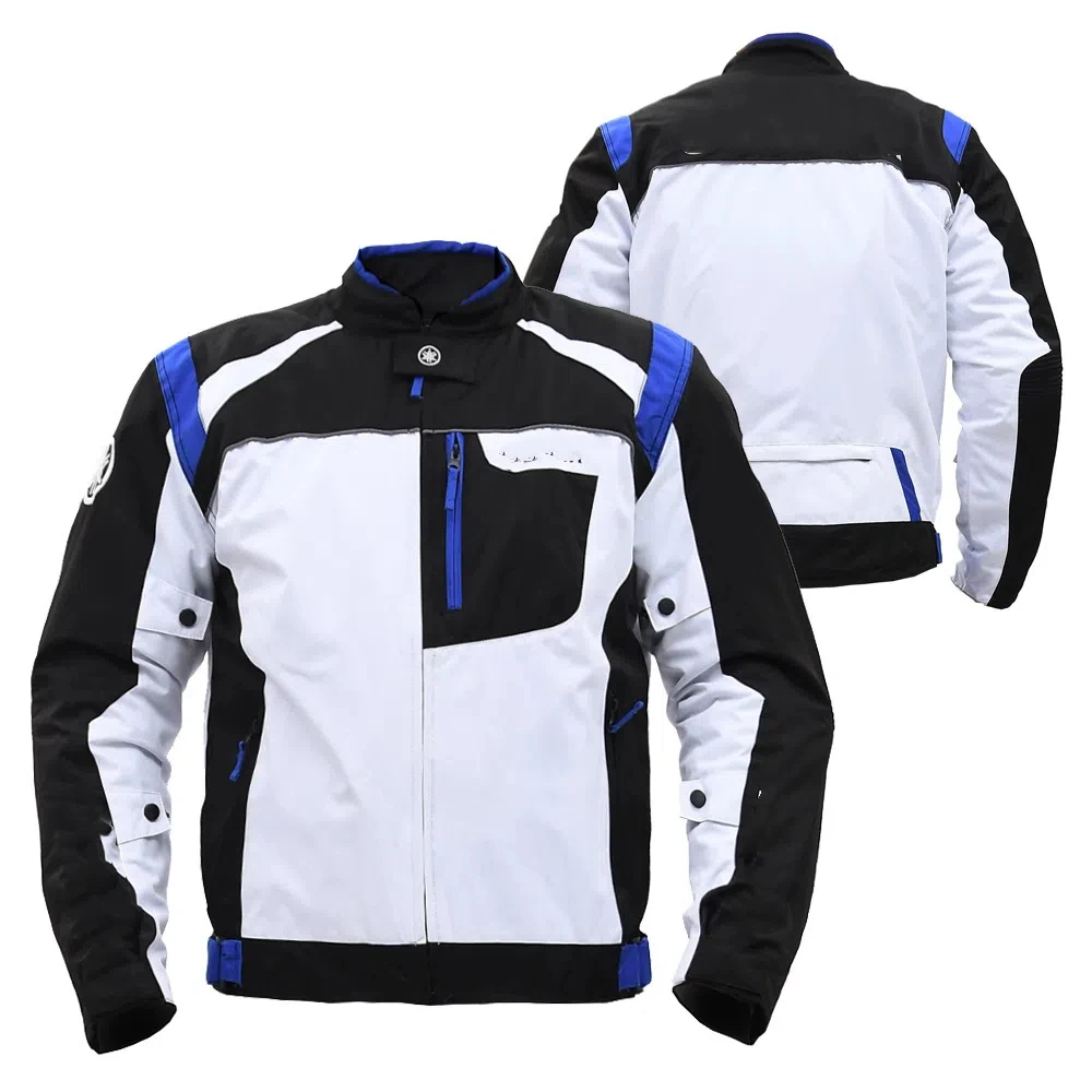 

Four Seasons Motorcycle Cycling Suit Men's Motorcycle Suit Racing Suit Anti drop Clothes Knight Suit Motorcycle Jacket Blue Whit