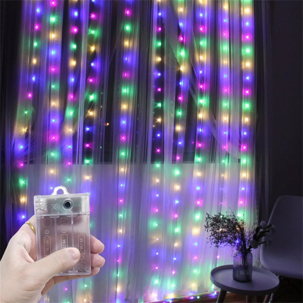 

Battery for Festoon Curtain Lights 8 Mode Wedding LED Holiday Party Garden Fairy Lights String Home Room Lamp Christmas Decor
