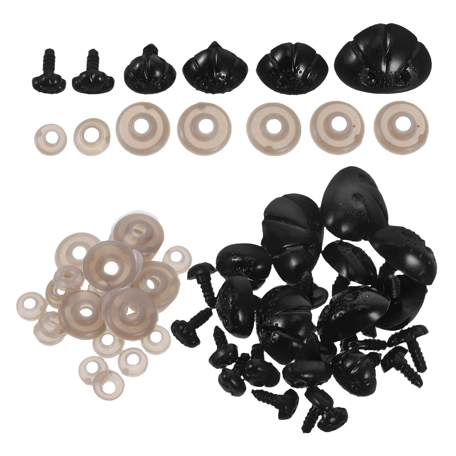 

30Pcs Simulated Plastic Animal Nose for DIY Stuffed Animal Crafts Safety Design with Washers Lifelike Nose Replacement Bear Dog