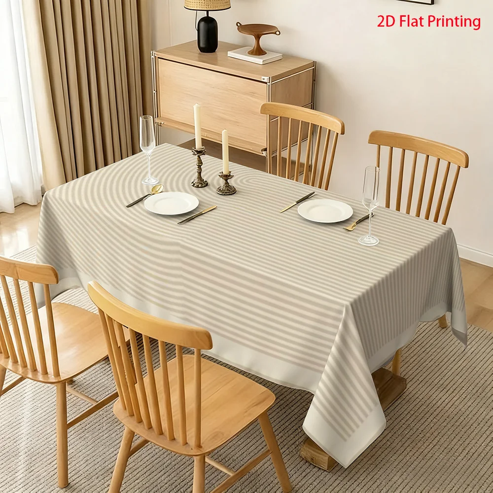 A rectangular tablecloth, thick and high-quality polyester fiber tablecloth, beige gradient color.