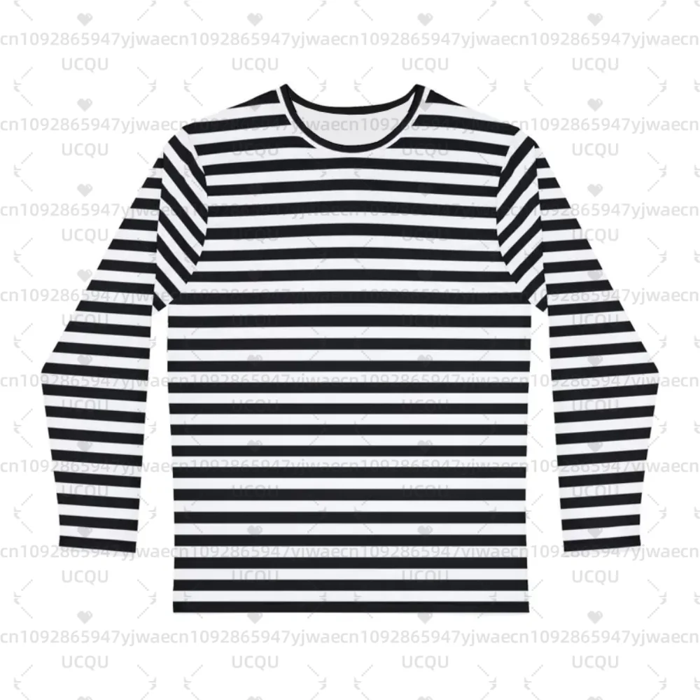 men Stylish Striped Long Sleeve T-shirt Casual Wear Gift for Him Everyday Comfort Ideal for Men's Women's Short Sleeve T-shirt