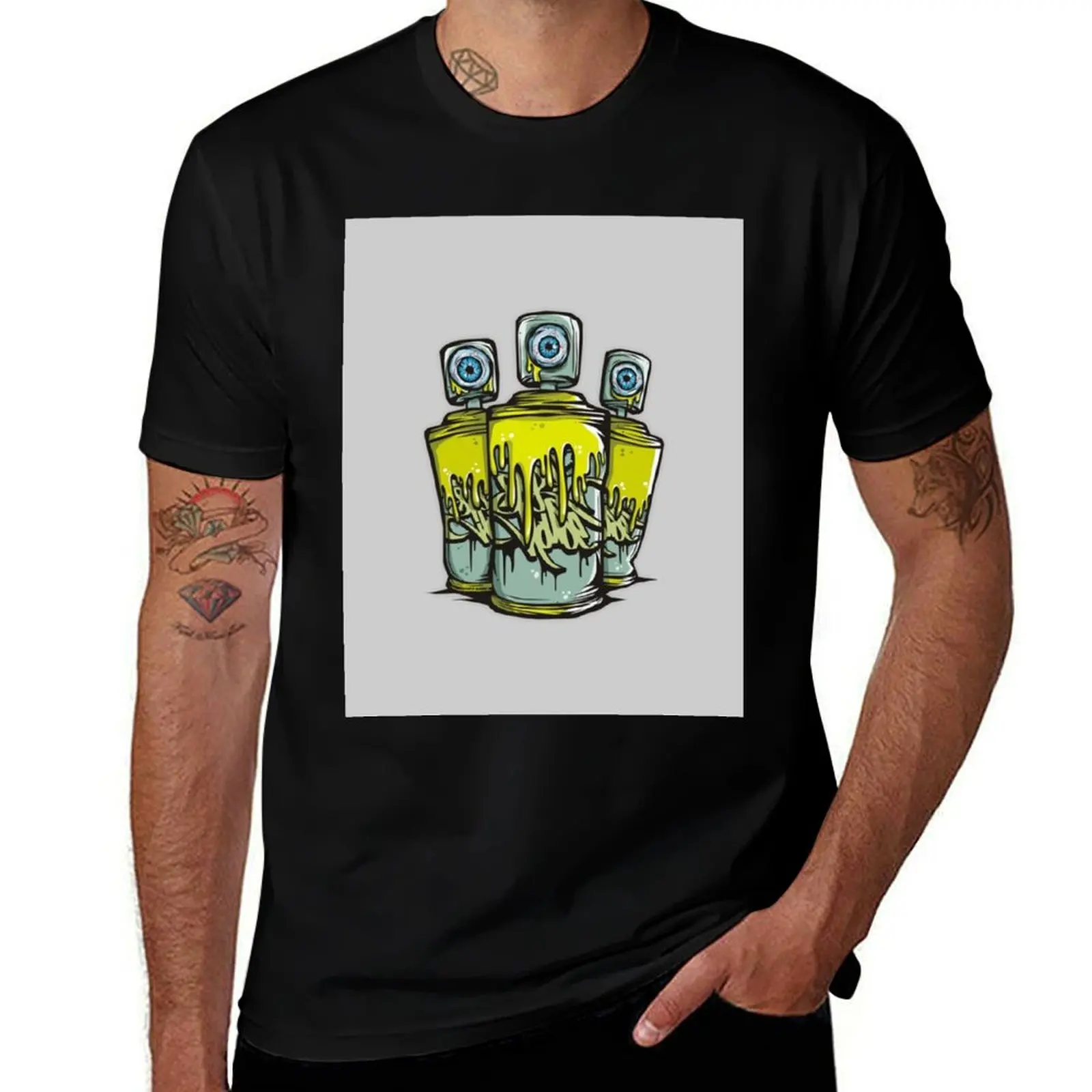 Spray can Paint eyeballs T-Shirt Casual Lightweight Short Sleeve Top T-Shirt