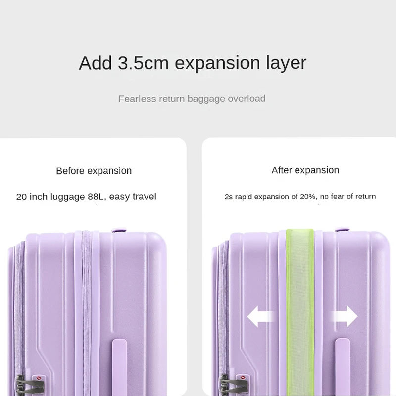 الجانب فتح غطاء سعة كبيرة حقيبة سفر خفيفة الوزن نقية PC توسيع حقيبة تروللي بعجلات 24/26/28/30 بوصة الأمتعة جودة عالية #4