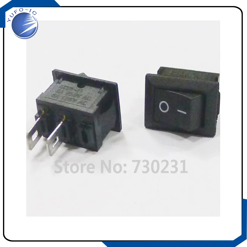 Free Shipping 10Pcs Mini Black 2 Pin SPST ON-OFF Rocker Switch 8.5x13.5MM 250VAC/3A hym