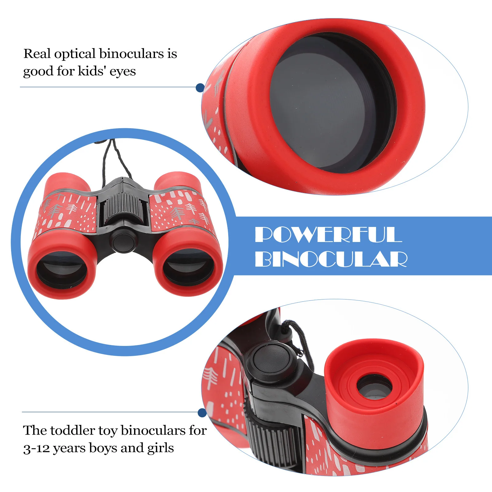 어린이용 프린트 레드 경량 방수 디자인 원거리 관측 망원경 어린이 야외 탐험 선물 아이디어