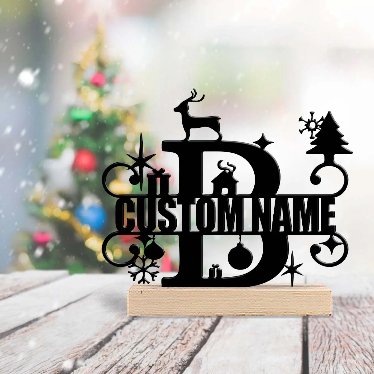 1pc Customizable Metal Desktop Ornaments Custom Name Equipped with A Wooden Base Room Decorations, Bar Counter Decorations