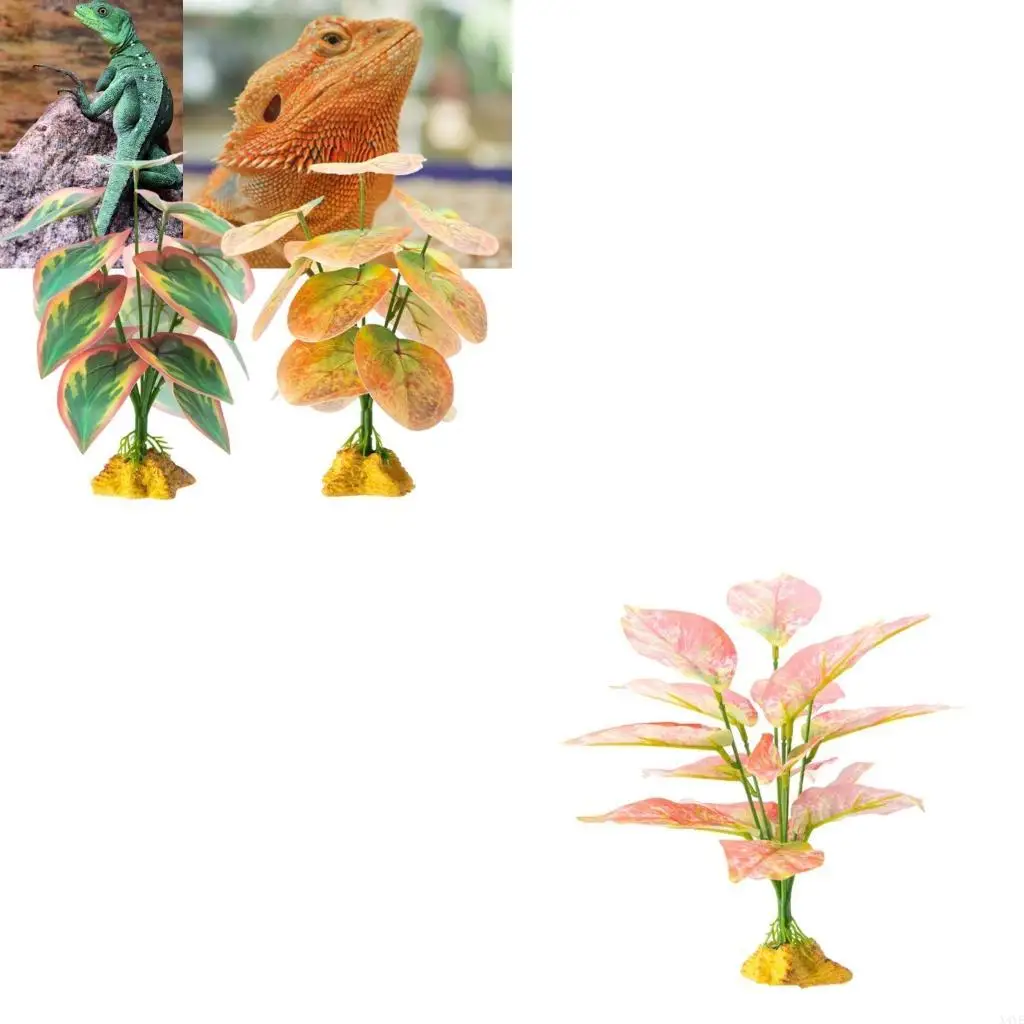 

X4YE Reptiles Climbing Grass with Leaves Terrarium Plant Decoration Terrarium
