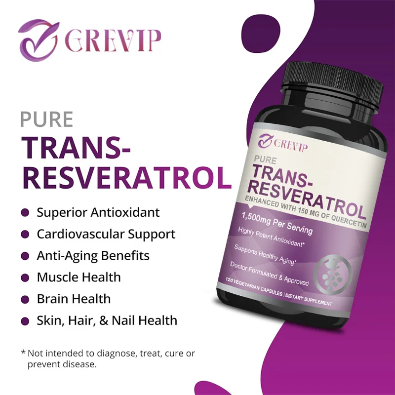 Pure Trans-Resveratrol 1500 Mg - Contains Quercetin Dihydrate, Non-GMO