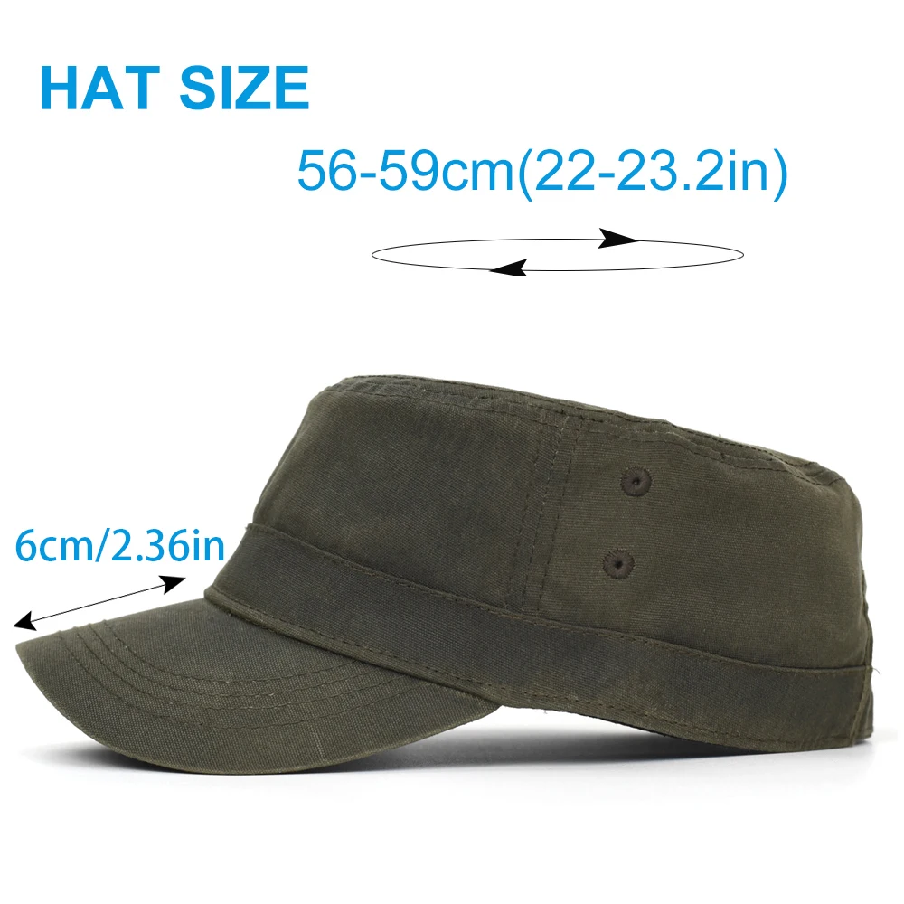 Four Seasons Waxed Canvas Cotton Military Caps Men Waterproof Cadet Army Cap Unique Design Vintage Flat Top Hat