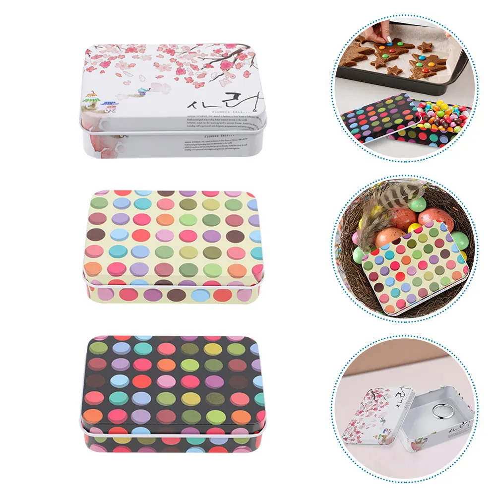 

6pcs Storage Cookie Tins Mini Metal Containers Lids Decorative Boxes Tinplate Material Thickened Durable Smooth Edge Party