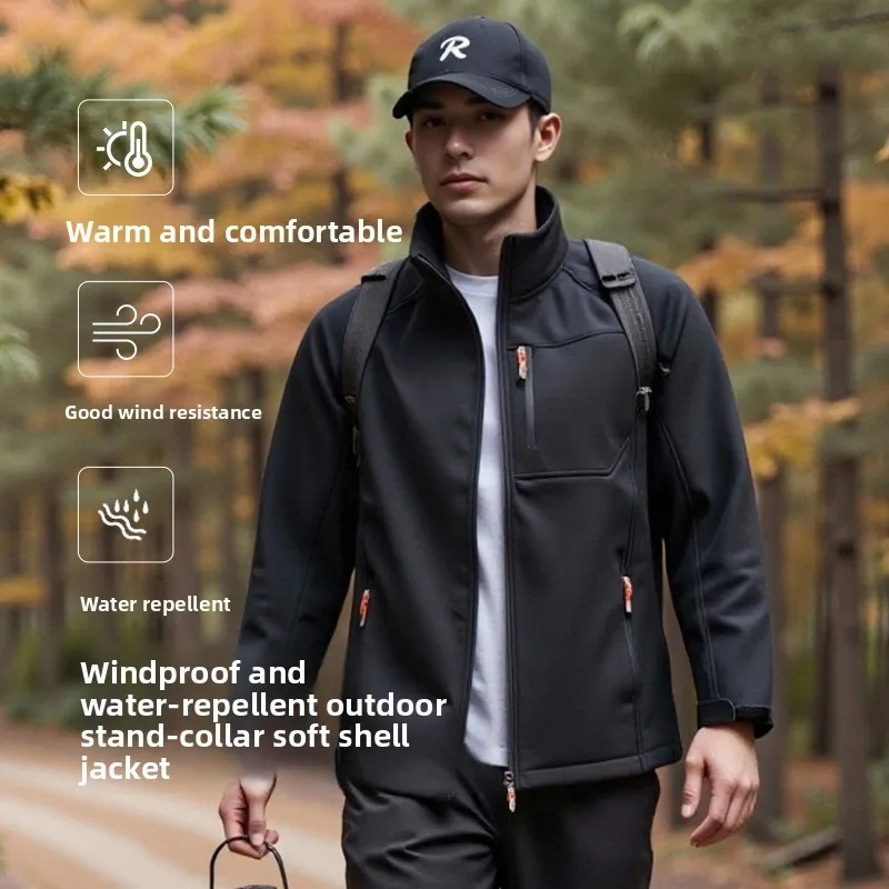 

Warm Waterproof Softshell Jacket, Windproof Fleece Lined Outdoor Coat for Men Women, Winter Hiking