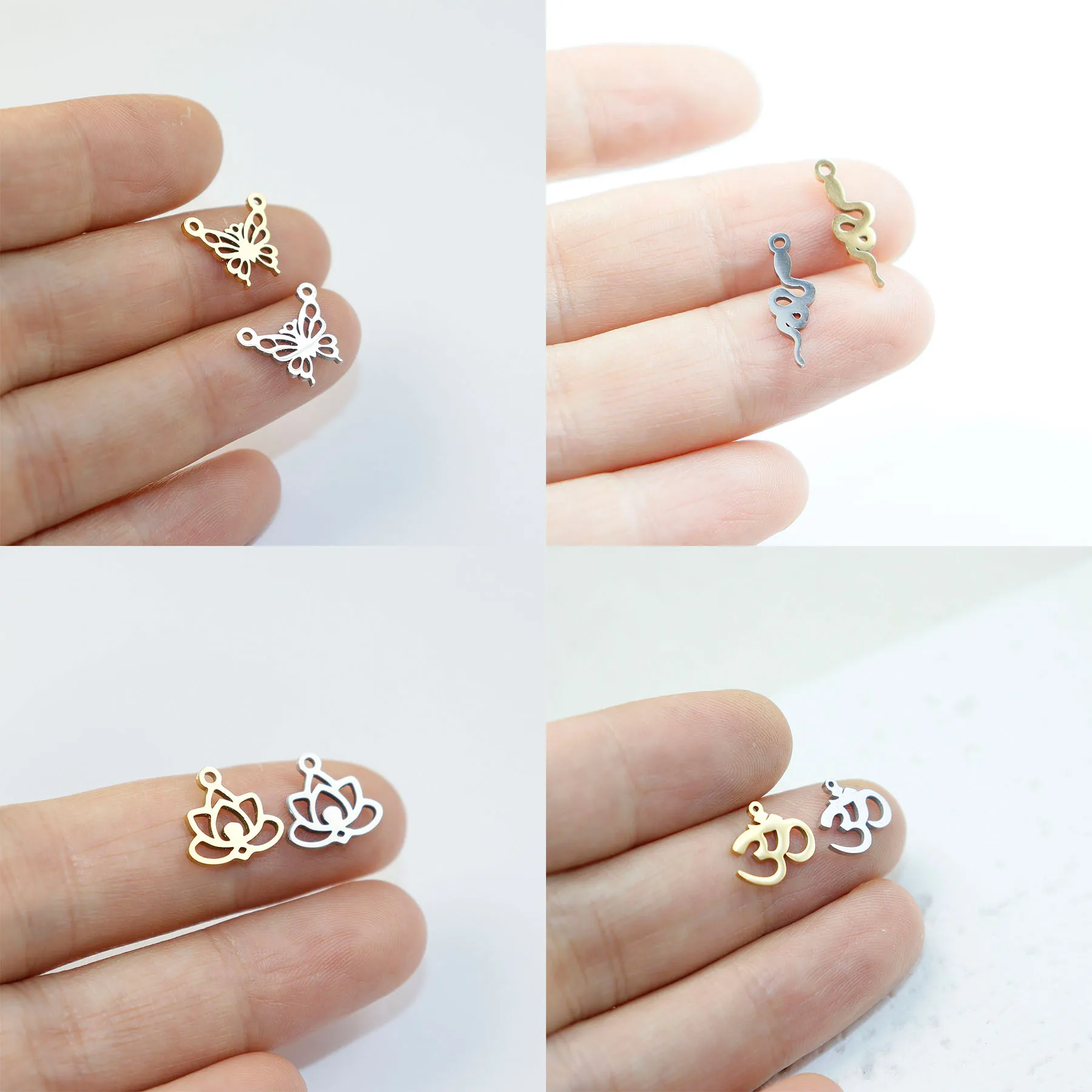 

10 шт., ювелирные изделия из нержавеющей стали с цветком лотоса, подвески, аксессуар, ожерелье, ручное изготовление, высокое качество, вакуумное покрытие, водонепроницаемое