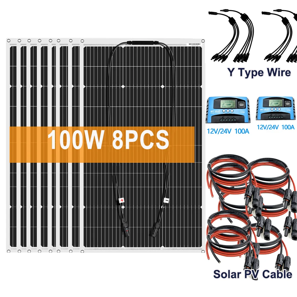 

18V100W 200W 400W Flexible Solar Panel Sets For Car Home Camping Waterproof Monocrystalline Solar China Charge 12V Battery