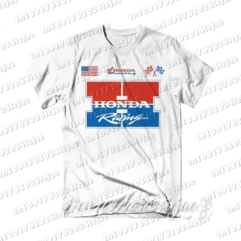 

Honda 2026, летняя горячая новинка, некрылая мотоциклетная футболка, гоночная мужская футболка, ретро мотоциклетная серия, свободная шея с принтом в стиле хип-хоп