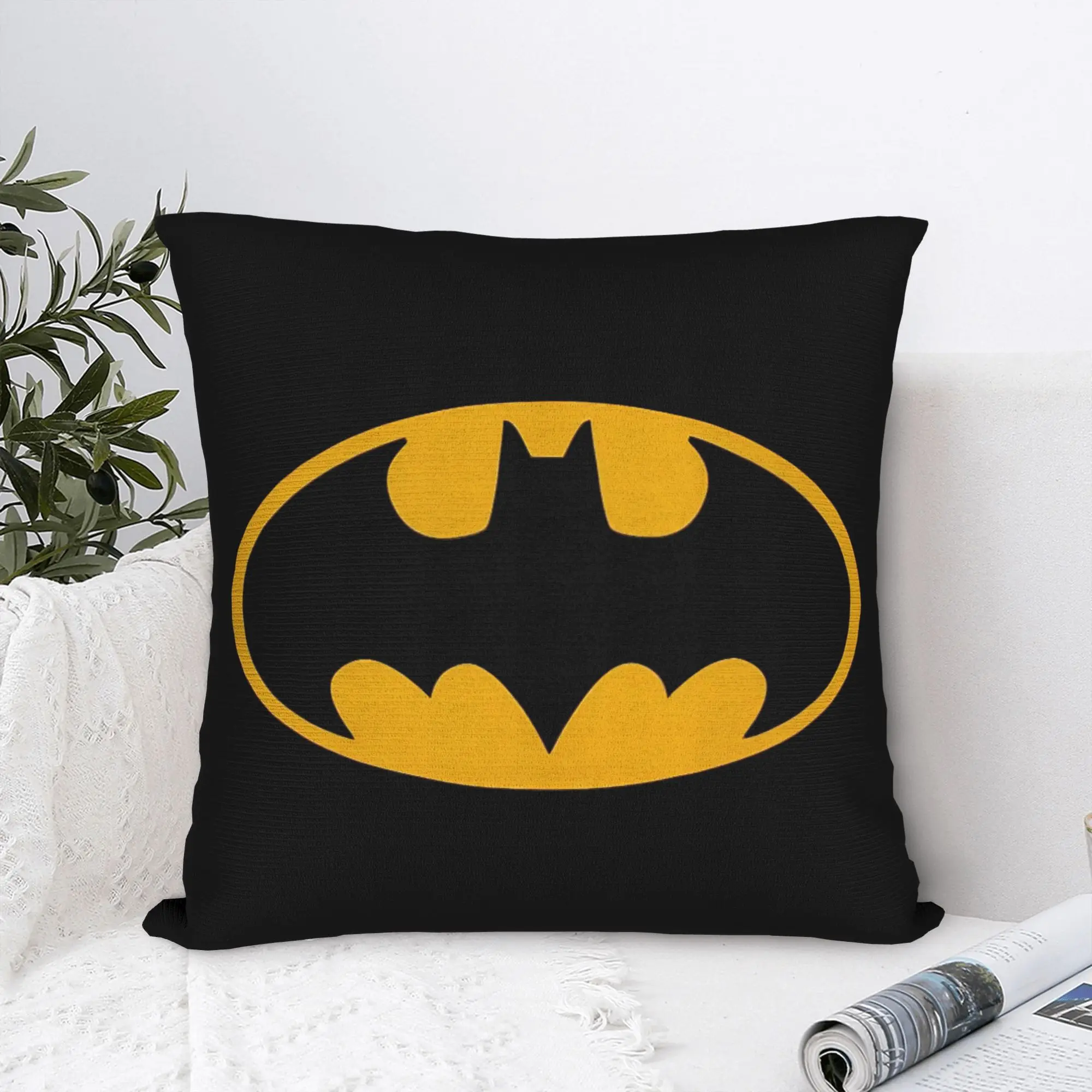 Batmans Logo Anime  Square Pillow Cases Cushion Covers Novelty Zippered Decor Pillowcase for Car 40*40cm