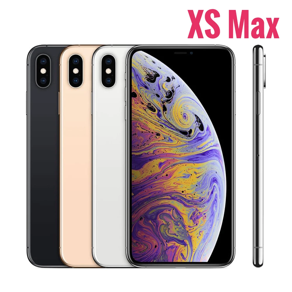 هاتف Apple iPhone XS Max 6.5 بوصة محمول 64 جيجابايت/256 جيجابايت أصلي غير مقفول IOS هاتف ذكي 4 جيجابايت رام 12 ميجابكسل 4G LTE معرف الوجه يعمل