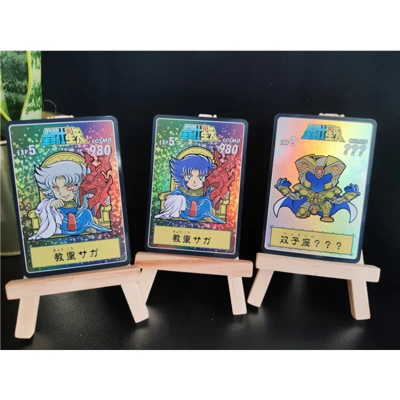 12pcs/set Saint Seiya Q Version Flash Card Animation Characters Saori Kido Kanon Shiryu Classics Anime Collection Cards Toy Gift