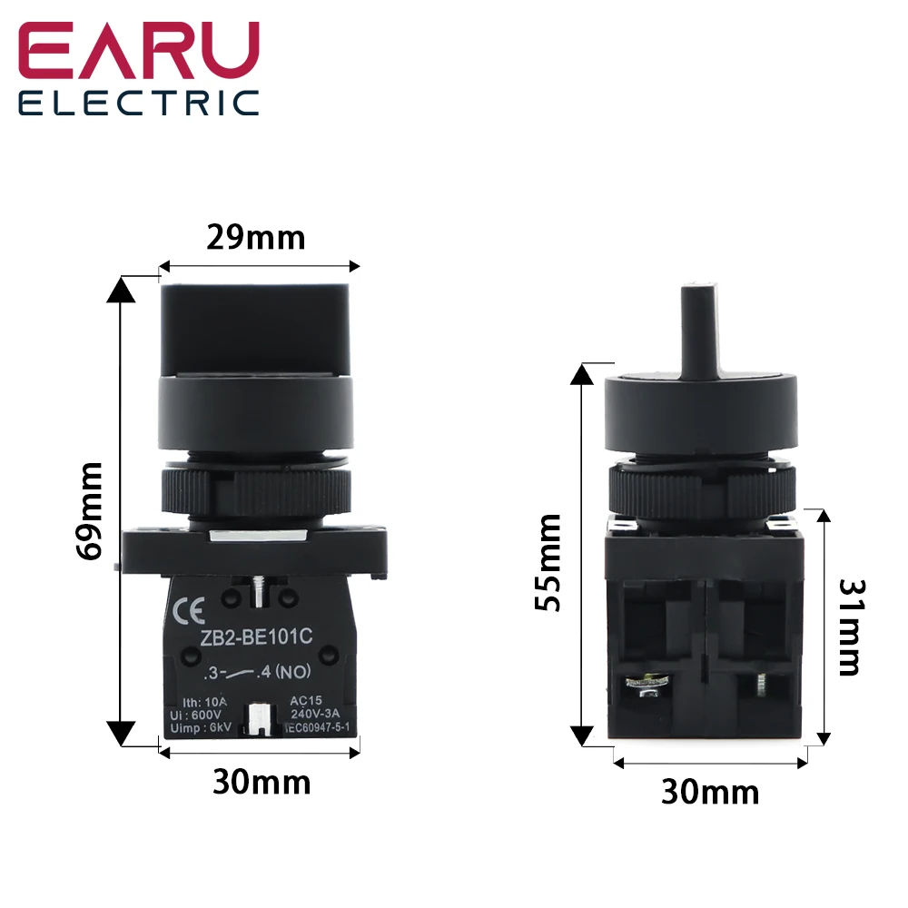 XB2-ED21 XB2-ED25 XB2-ED33 XB2-ED53 2 3 Position 1NO1NC 1NO 2NO Latching Self-Lock Momentary Selector Rotary Push Button Switch
