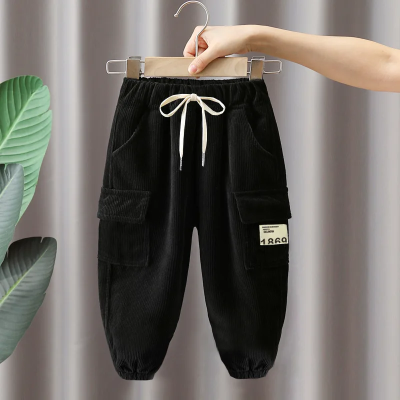 Neue Herbst-Winter-Cargohosen für 2-6 Jahre alte Jungen, Einfarbige Freizeit-Sporthosen für Kinder, Kinderhosen 2-8 Jahre, Kleidung – Detail 9