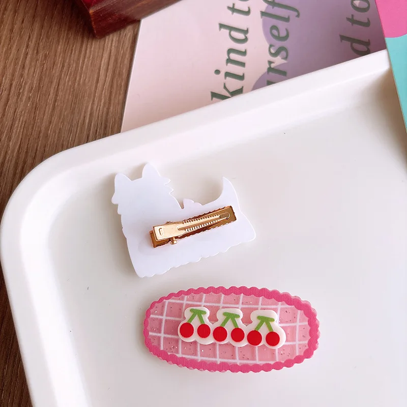 2024 New Trend Alloy Resin Cartoon Dog Duckbill Clip 2PCS School Party Creative Hair Clip Set for Girls Cute Hair Accessories image 5