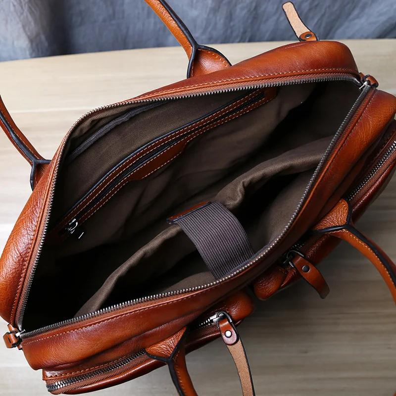 Retro Leder herren Aktentasche Top Schicht Leder Handtasche Lässig Schulter Messenger Tasche Business Laptop Tasche Trendy männer Tasche NZPJ – Detail 17