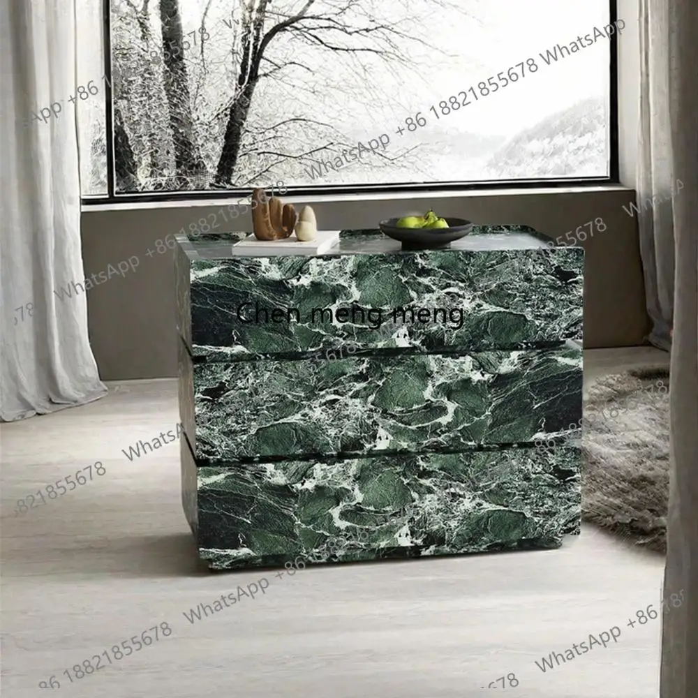 C85 프리미엄 빈티지 그린 제이드 스톤 드레서 - 수제 명품 대리석 슬레이트 3/4/5단 서랍장 맞춤형 레트로