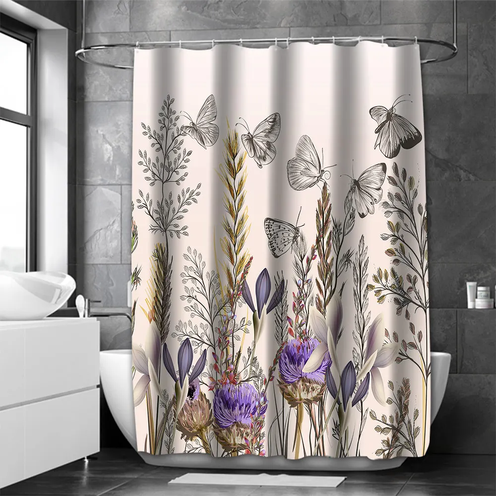 

Flowers And Flowers Coconut Trees Bathroom Landscape Shower Curtain Waterproof With 12 Hooks Home Deco Free Ship