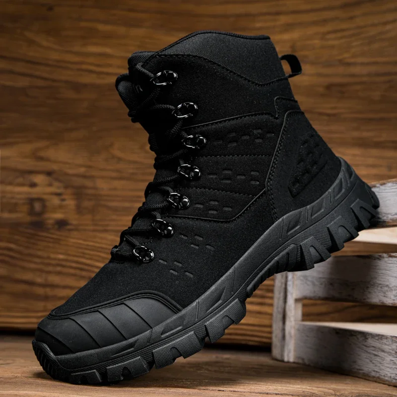 

High Top Waterproof Men's Tactical Boots Hiking Shoes Large Size 46 Outdoor Sneakers Hiking Boots Non Slip Motorcycle Boots Men