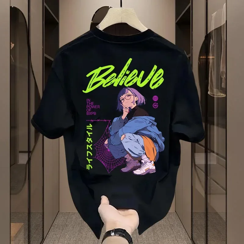 

Pop Summer Men's Cotton T Shirts Korean Fashion Harajuku Short Sleeve Tops Tees Men Trend Men Cloting Graphic T Shirt Men S-5XL