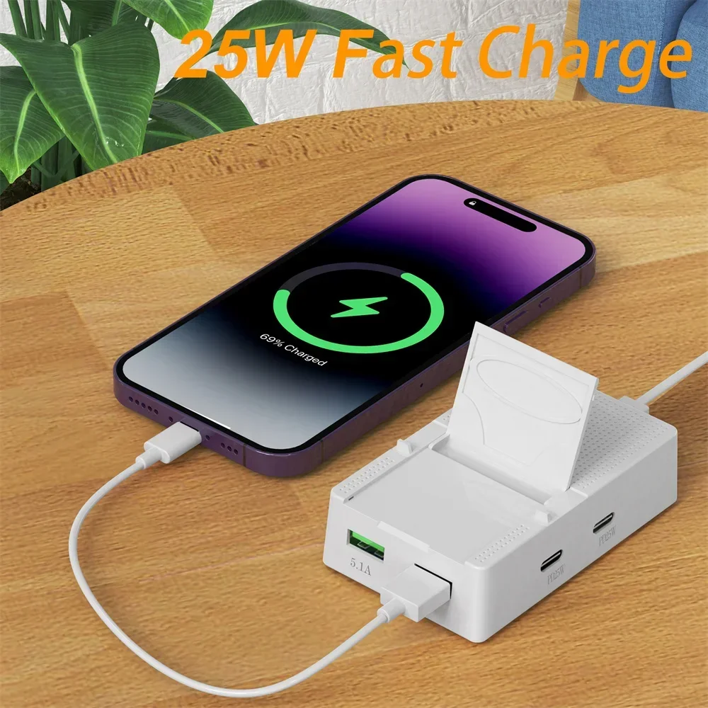 PD 25W USB C Charger Socket 4-Port Fast Charging Power Strip Multi Device Charge Adapter For iPhone Samsung Xiaomi Huawei Socket