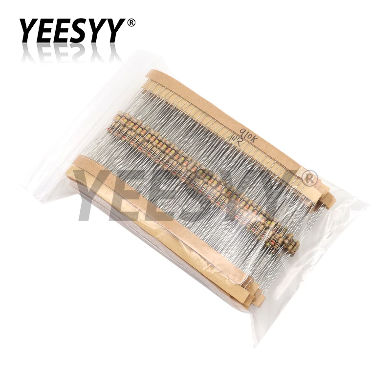 860pcs 1/4W Carbon Film Resistor Kit 5% Resistance Assorted Set 43valuesX20pcs 1R - 1M Ohm 0.25W Sample Pack