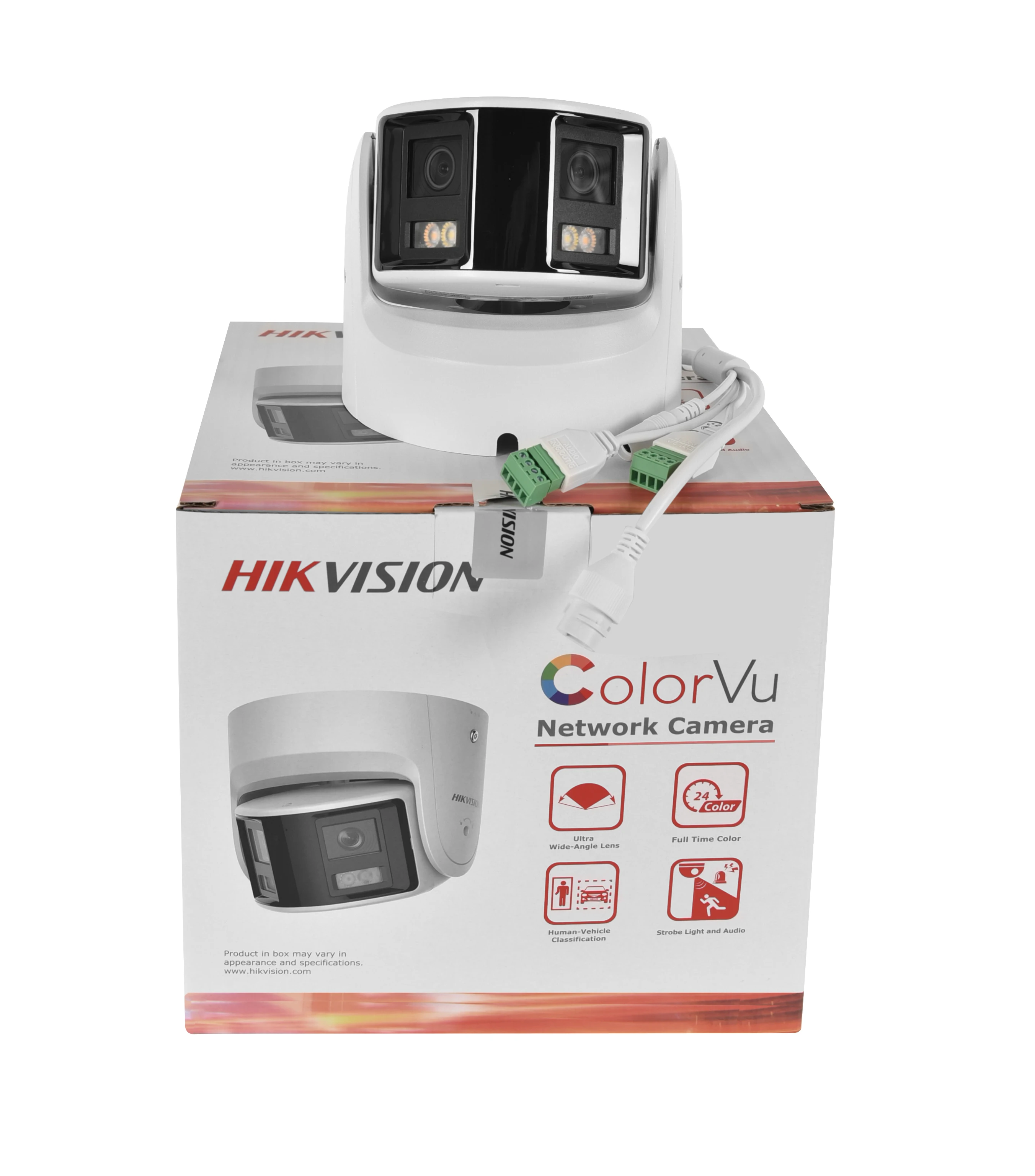 Hikvision 4MP Panoramische ColorVu Turret IP-camera DS-2CD2347G2P-LSU/SL Beveiliging Dubbele lens Kleur Nacht Ingebouwde microfoon Luidspreker