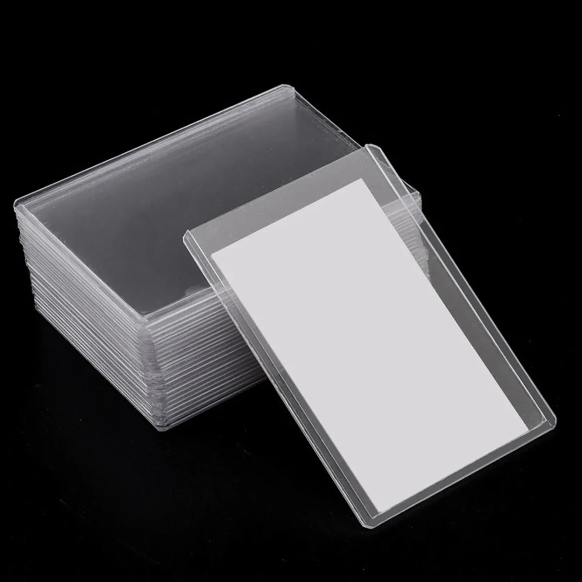 1-20pcs White/blue Transparent Card Clip Protective Sleeve PVC Clear Card Holder Idol Photo Game Card Toploaders Display Sleeves