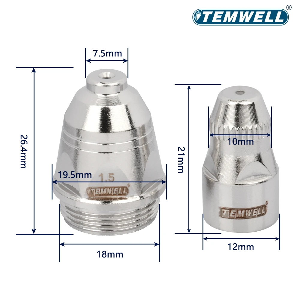 Boquilla de electrodo de Plasma P80, antorcha de corte, 20/40 piezas, 1,1/1,3/1,5/1,7mm, 60A, 80A, 100A, P80, CNC