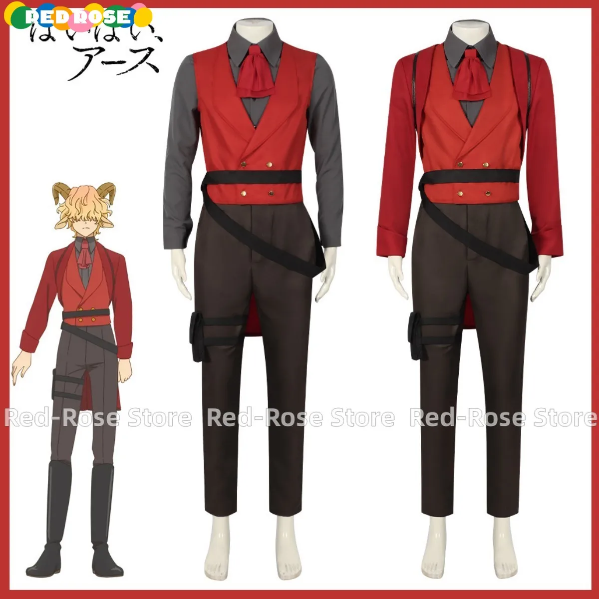 New Anime Bye Bye, Earth Cosplay Costume Black Red Evening Dress Swallowtail Coat Shirt Vest Adult Man Halloween Carnival Suit