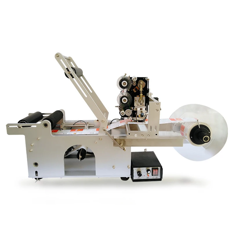Macchina semiautomatica per etichette per bottiglie di plastica rotonde LT-50D Dispositivo per etichettatura per bottiglie rotonde Attrezzatura per adesivi per bottiglie rotonde