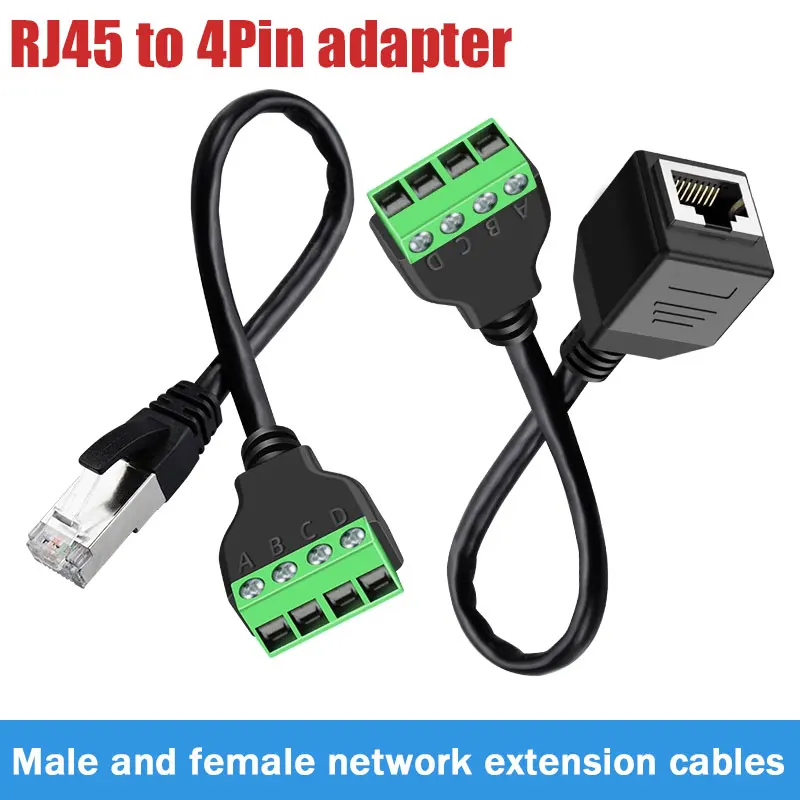 RJ45 to 4pin terminal block male to female socket no soldering required extension cable network cable terminal block with wire