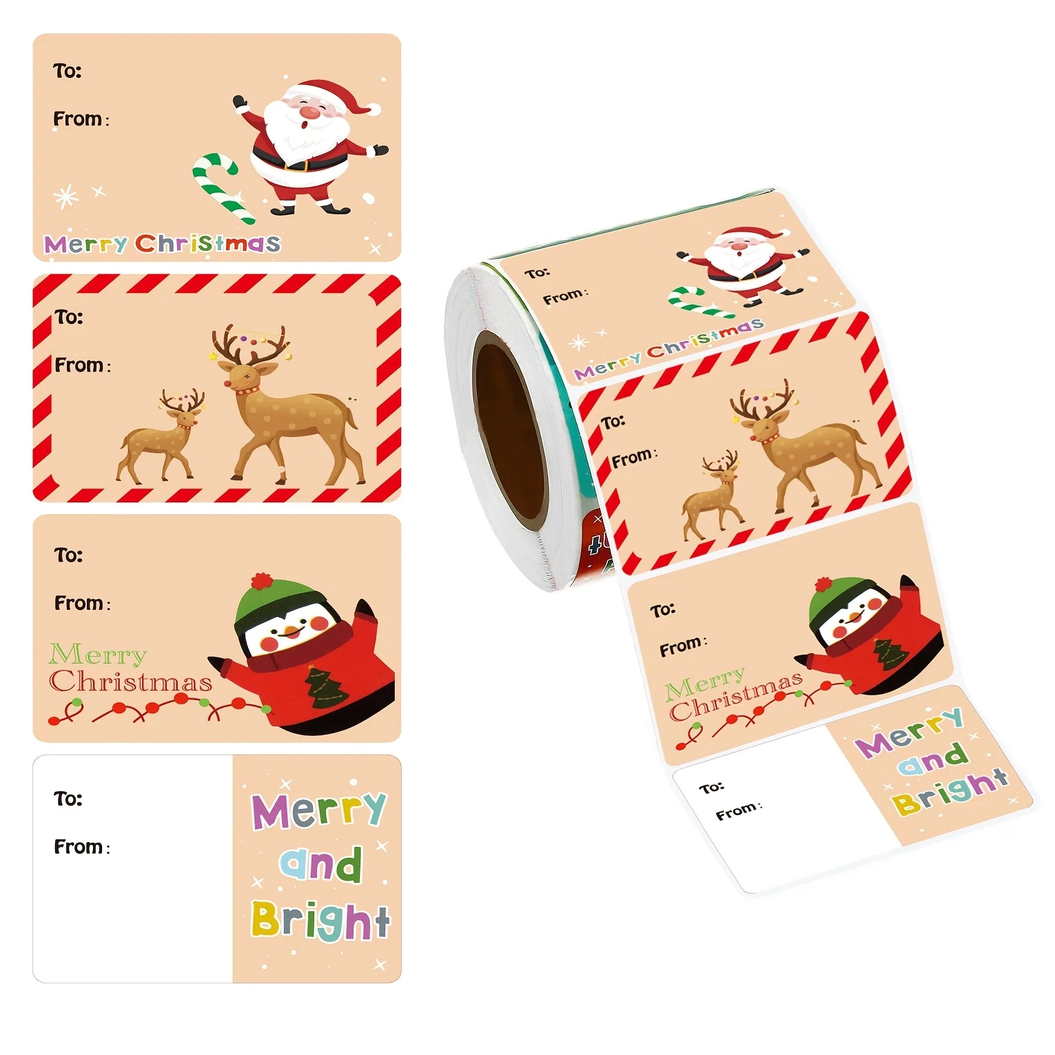 200pcs/Roll Christmas Gift Label Stickers 5.08cm X 3.81cm, Writable Self-Adhesive Multi-Purpose Holiday Decoration Labels For Ho