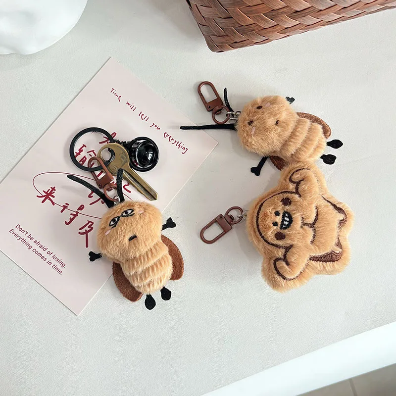 Cartoon plush cute and funny cockroach shaped doll pendant, student backpack decoration, student fun gift accessories