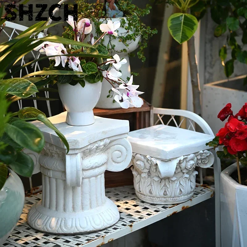 European Roman Column Flower Base, Retro Creative Plant Rack, Courtyard Balcony Display Stand, Photography Props, Wedding Decor